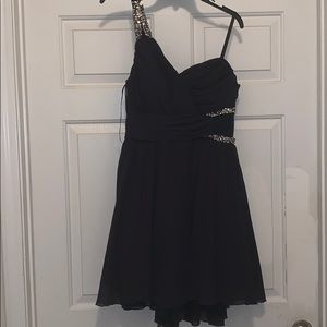 bedazzled navy dress